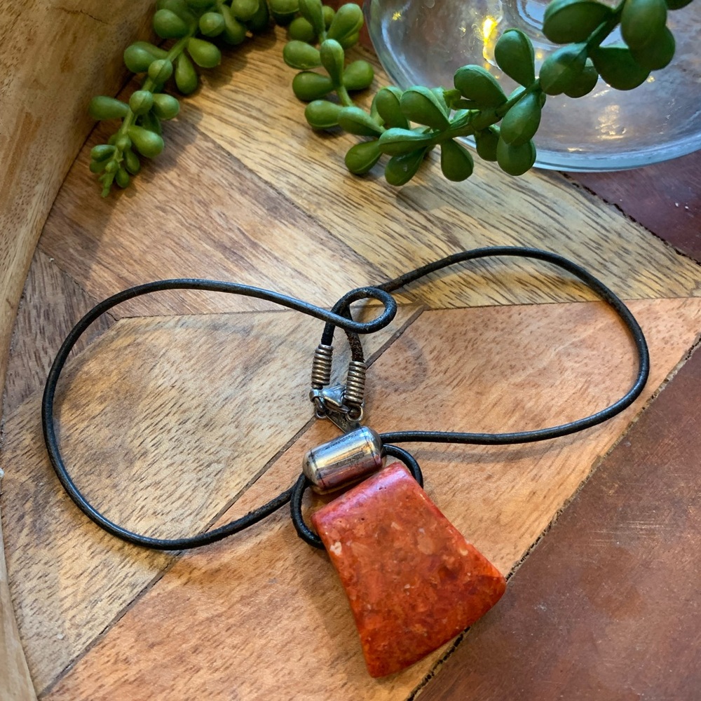 Silpada Sponge Coral leather necklace